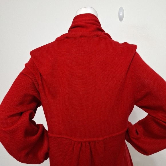 Style & Co. Red Babydoll Long Sleeve Sweater Dress With Detachable Scarf Size L - Picture 8 of 12